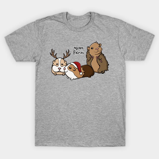 Merry Pigmas Festive Guinea Pigs Digital Illustration T-Shirt by AlmightyClaire